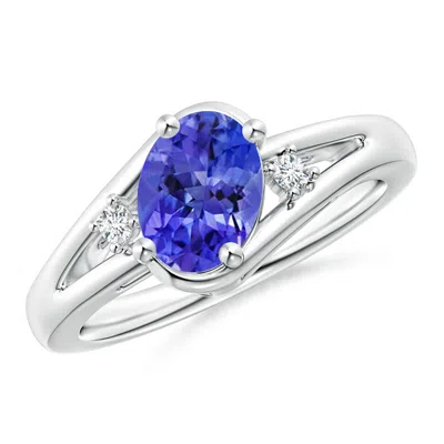 Angara Tanzanite And Diamond Split Shank Ring In Blue