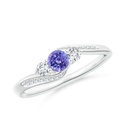 Angara Tanzanite And Diamond Three Stone Bypass Engagement Ring In Blue