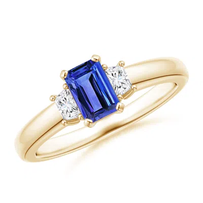 Angara Tanzanite And Diamond Three Stone Ring In Blue