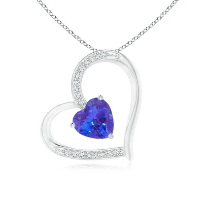 Angara Tanzanite And Diamond Tilted Heart Pendant In Metallic