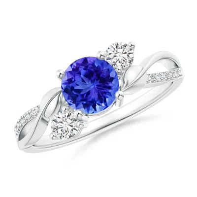 Angara Tanzanite And Diamond Twisted Vine Ring In Metallic