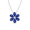 Angara Tanzanite Flower Cluster Pendant With Diamond In White Gold/rich Violet Blue
