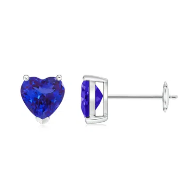 Angara Tanzanite Solitaire Heart Stud Earrings