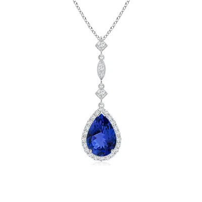 Angara Tanzanite Teardrop Pendant With Diamond Accents In Black