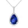 Angara Tanzanite Teardrop Pendant With Diamond Halo In White Gold/rich Violet Blue