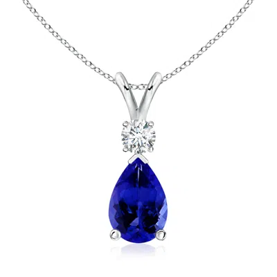 Angara Tanzanite Teardrop Pendant With Diamond In Metallic