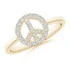 Angara Tapered-shank Diamond Peace Sign Ring In Yellow Gold/g