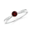 Angara Tapered Shank Garnet Solitaire Ring With Diamonds