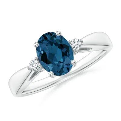 Angara Tapered Shank London Blue Topaz Ring With Diamond Accents In Metallic