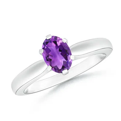 Angara Tapered Shank Oval Solitaire Amethyst Ring