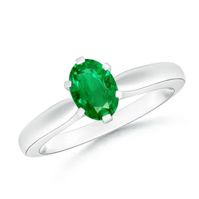 Angara Tapered Shank Oval Solitaire Emerald Ring In Metallic