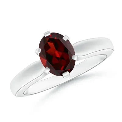 Angara Tapered Shank Oval Solitaire Garnet Ring In Metallic