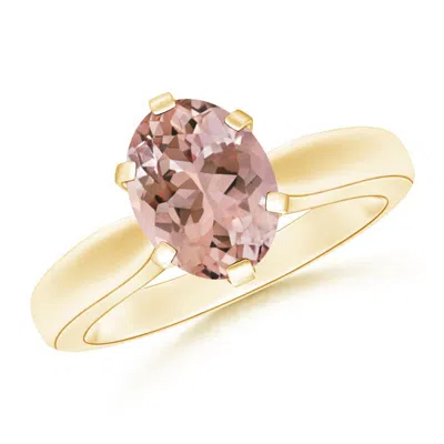 Angara Tapered Shank Oval Solitaire Morganite Ring In Gold