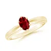 Angara Tapered Shank Oval Solitaire Ruby Ring In Yellow Gold/deep Rich Red