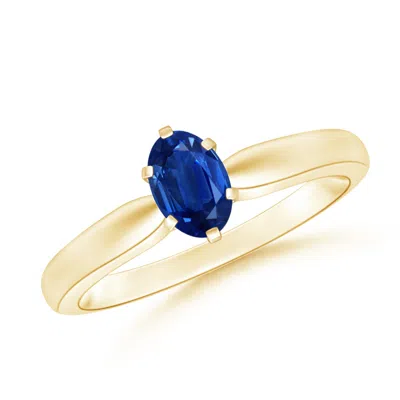 Angara Tapered Shank Oval Solitaire Sapphire Ring In Gold