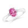 Angara Tapered Shank Pink Sapphire Solitaire Ring With Diamond Accents