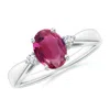 Angara Tapered Shank Pink Tourmaline Solitaire Ring With Diamond Accents In White Gold/rich Pink