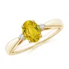 Angara Tapered Shank Yellow Sapphire Solitaire Ring With Diamonds In Yellow Gold/deep Bright Yellow
