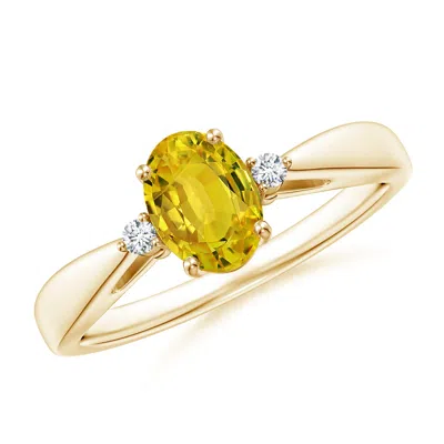 Angara Tapered Shank Yellow Sapphire Solitaire Ring With Diamonds