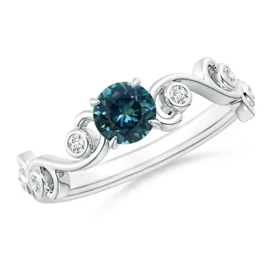 Angara Teal Montana Sapphire And Diamond Ivy Scroll Ring In Green