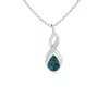 Angara Teal Montana Sapphire Infinity Swirl Pendant With Diamonds In White Gold/medium Greenish Blue