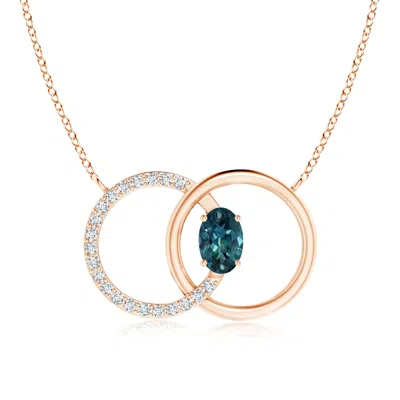 Angara Teal Montana Sapphire Interlocking Circle Necklace With Diamonds In Gold