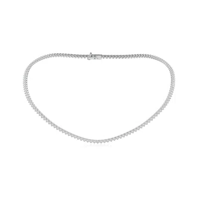 Angara Three-prong Set Diamond Tennis Necklace In White
