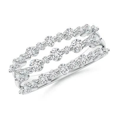 Angara Three Row Alternating Diamond Anniversary Ring In Metallic