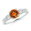Angara Three Stone Citrine And Diamond Ring In White Gold/deep Golden