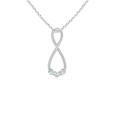 Angara Three Stone Diamond Infinity Loop Pendant In White