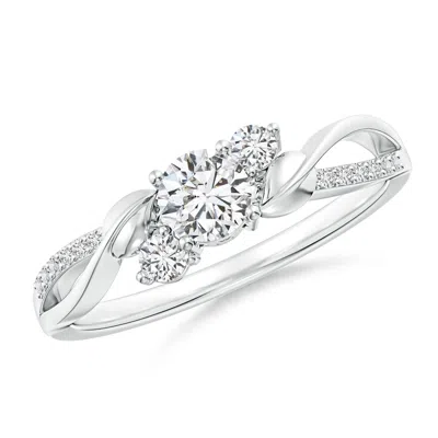 Angara Three Stone Diamond Twisted Vine Ring In Metallic