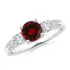 Angara Three Stone Garnet And Diamond Ring In White Gold/rich Red