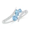 Angara Three Stone Multi-shape Aquamarine Pisces Bypass Ring In White Gold/light Swiss Blue