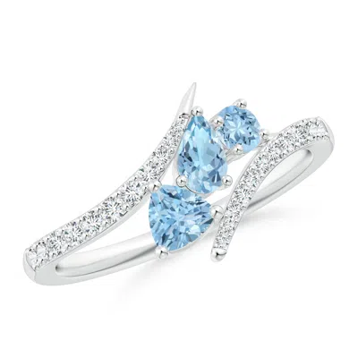 Angara Three Stone Multi-shape Aquamarine Pisces Bypass Ring In Blue