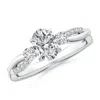 Angara Three Stone Oval & Round Diamond Engagement Ring In White Gold/h