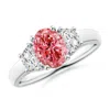 Angara Three Stone Oval Lab-grown Fancy Intense Pink And Half Moon White Diamond Ring In White Gold/fancy Intense