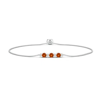 Angara Three Stone Round Citrine Bracelet With Diamonds In Metallic