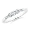 Angara Three Stone Round Diamond Engagement Ring With Heart-motifs
