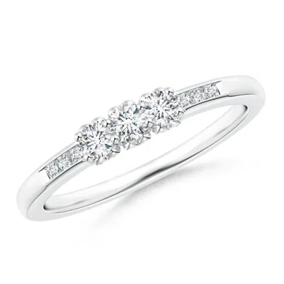 Angara Three Stone Round Diamond Engagement Ring With Heart-motifs