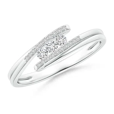 Angara Three Stone Round Diamond Twin Bypass Ring In Metallic
