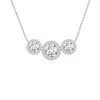 Angara Three Stone Round Lab-grown Diamond Halo Pendant In White Gold/f-g