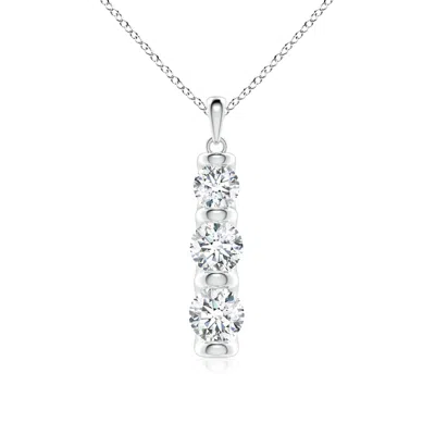 Angara Three Stone Round Lab-grown Diamond Journey Pendant In Metallic