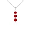 Angara Three Stone Round Ruby Journey Pendant In White Gold/medium Red