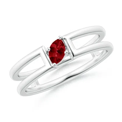 Angara Tilted Marquise Ruby Solitaire Parallel Split Shank Ring In Metallic