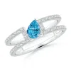 Angara Tilted Pear Lab-grown Fancy Intense Blue Diamond Parallel Split Shank Ring In White Gold/fancy Intense
