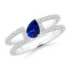 Angara Tilted Pear Sapphire Parallel Split Shank Ring In White Gold/deep Rich Blue