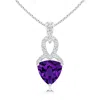 Angara Trillion Amethyst Dangle Pendant With Diamond Accents In White Gold/dark Purple
