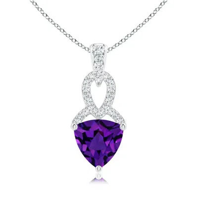Angara Trillion Amethyst Dangle Pendant With Diamond Accents In Metallic