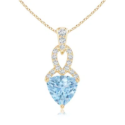 Angara Trillion Aquamarine Dangle Pendant With Diamond Accents In Gold