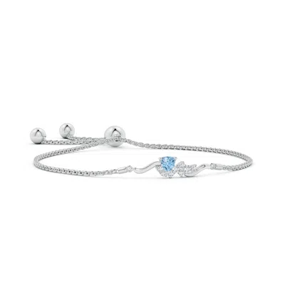 Angara Trillion Aquamarine Pisces Bolo Bracelet With Diamond Cluster In Metallic